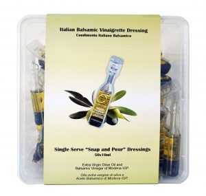 Extra Virgin Olive Oil, Balsamic Vinaigrette Dressing, Single Serve Dressing, Frutto d'oro