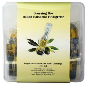 Frutto d'oro, Italian Balsamic Vinaigrette Dressing, condimenti monodose, condimenti, olio extra vergine di oliva, aceto balsamico, monoporzione, kit